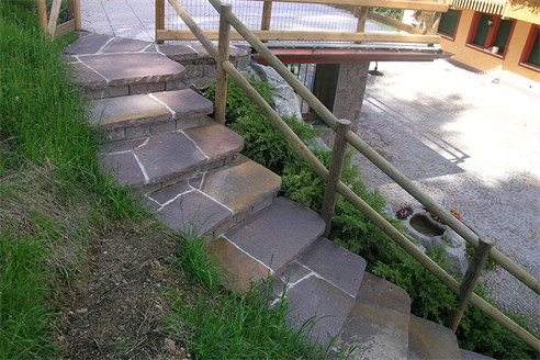 Staircase with porphyry steps for exterior